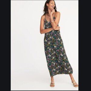 Old Navy Green Floral Criss Cross Straps Summer Midi Dress P6012